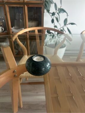 Round Dark Green Marble Tealight Candle Holder